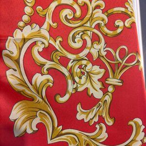 NWT Gimmy Fashion Women's Scarf Made In Italy 35x35 inches Red/Gold
